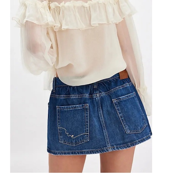 Free People We The Free Demi Denim Mini Skort Mood Ring Blue | 28 - Picture 3 of 9